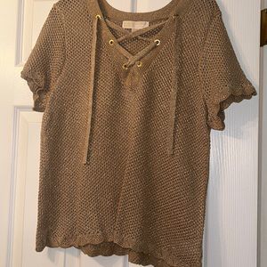 Gold short sleeve sweater by Michael Kors